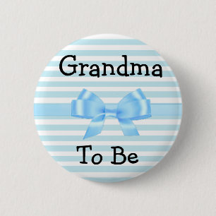 Grandma to be blue and white baby shower button