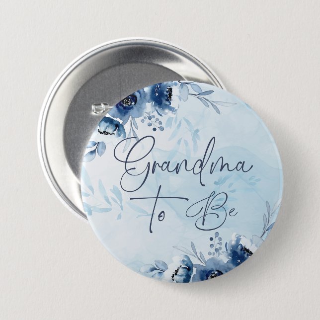 Grandma To Be Blue Its a Boy Baby Shower 7.5 Cm Round Badge (Front & Back)
