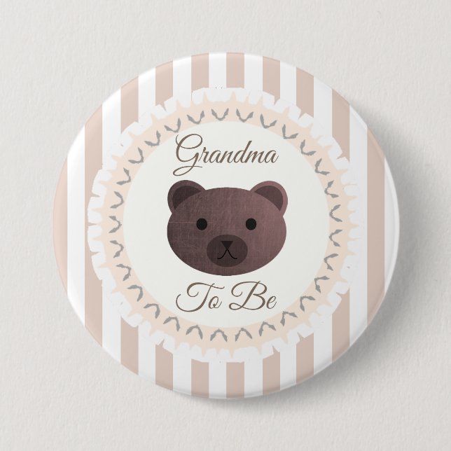Grandma To Be Button Bear Woodlands Theme (Front)
