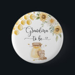 Grandma to be Button. Sunflower honey bear 6 Cm Round Badge<br><div class="desc">Grandma to be Button. Sunflower honey bear button.
Matching items available.</div>