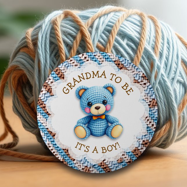 Grandma to be | Crochet Teddy Bear Baby Shower  6 Cm Round Badge (Creator Uploaded)