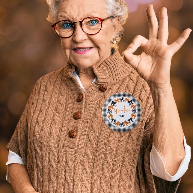 Grandma to Be Halloween Coquette Bows  6 Cm Round Badge (Halloween Coquette Black and Orange Bows Baby Shower Grandma to Be Pinback Button)