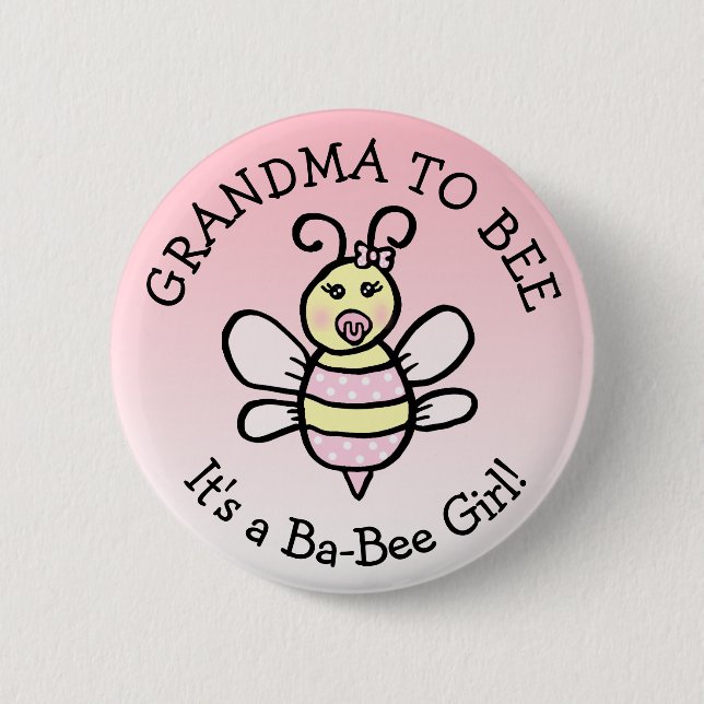 Grandma to Be Honey Bee Themed Baby Shower 6 Cm Round Badge (Front)