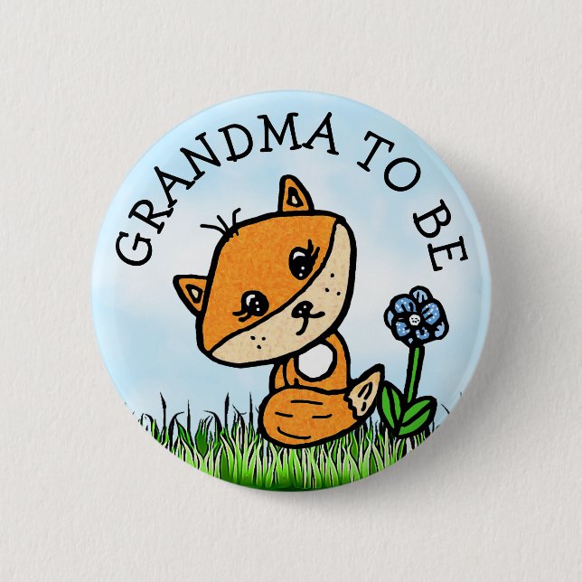 Grandma to be Little Fox Baby Shower 6 Cm Round Badge (Front)