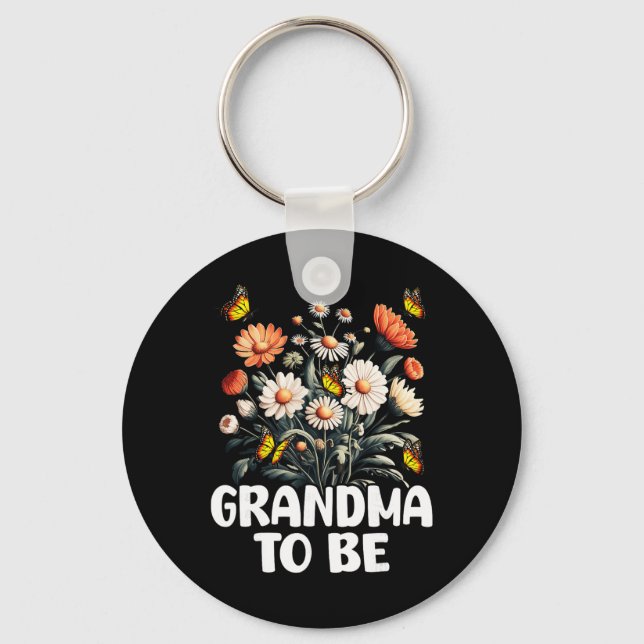 Grandma To Be, New Baby Pregnancy Announcement Rev Key Ring (Front)