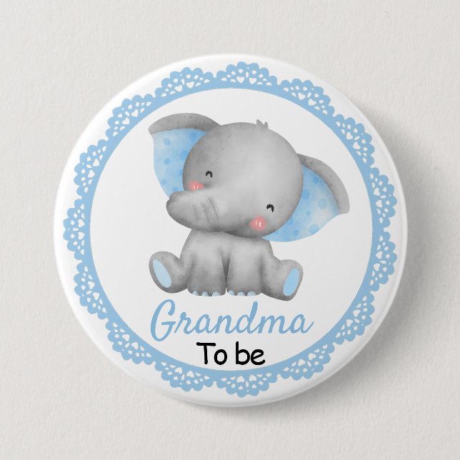  Grandma to be New Granny Baby Boy Shower Elephant 7.5 Cm Round Badge (Front)
