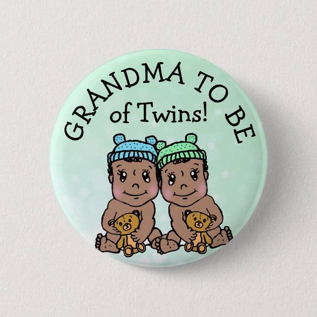 Grandma to be of Twins, Ethnic Baby Shower 6 Cm Round Badge (Front)