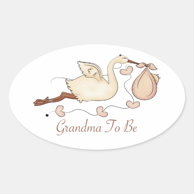 Grandma To Be Oval Sticker (Front)