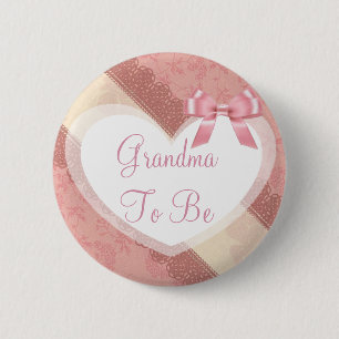 Grandma to be Pink Coral Peach Baby Shower Button