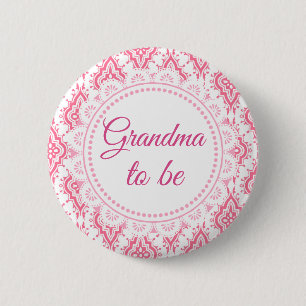 Grandma to be Pink Lacey Baby Shower Button
