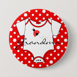 Grandma To Be Red and White Ladybug 7.5 Cm Round Badge