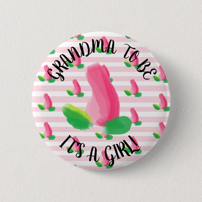 Grandma to be Rosebud Pink Baby Shower Button (Front)