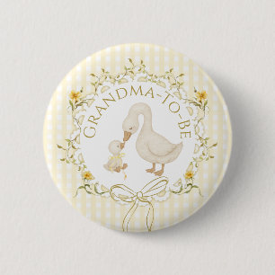 Grandma to be Silly Goose Gingham Baby Shower 6 Cm Round Badge