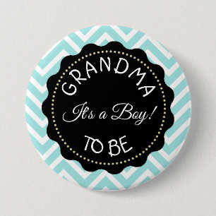 Grandma to  be teal Chevron Baby Shower button