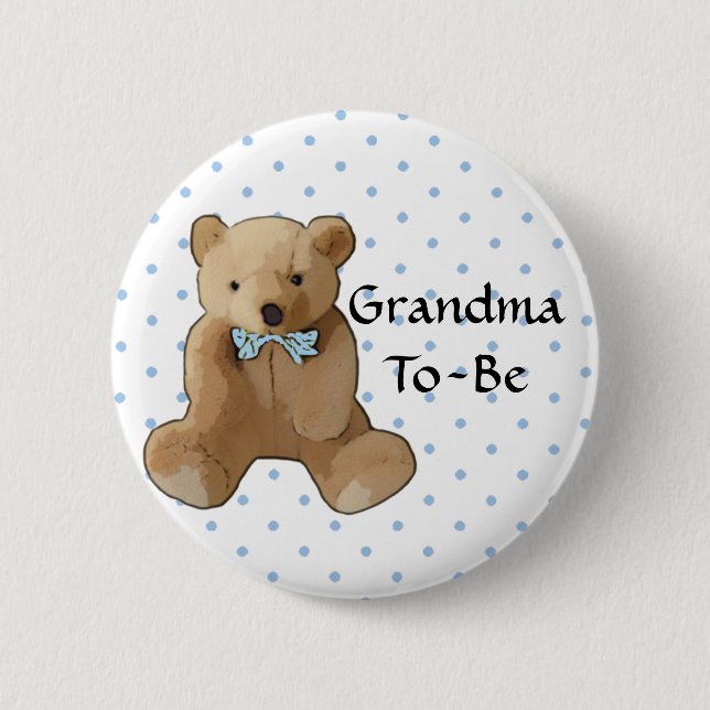 Grandma To Be Teddy Bear Baby Shower Button (Front)