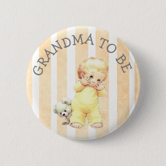 Grandma to be Vintage Baby Boy Graphics Button (Front)