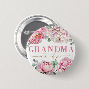Grandma To Be Watercolor Floral Baby Shower 6 Cm Round Badge