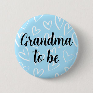 Grandma to be white Hearts blue Baby Shower 6 Cm Round Badge