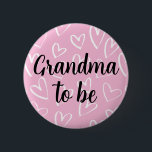 Grandma to be white Hearts pink Baby Shower  6 Cm Round Badge<br><div class="desc">Cute way to honour the grandma to be at a baby shower. White Pink,  baby girl baby shower button.</div>