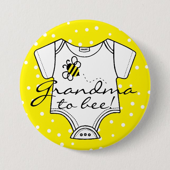 Grandma To Be Yellow Bee 7.5 Cm Round Badge (Front)