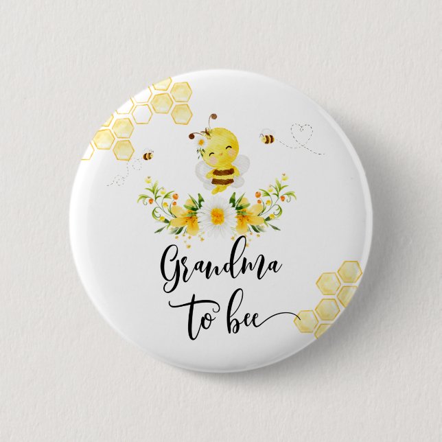 Grandma to bee baby shower 6 cm round badge (Front)