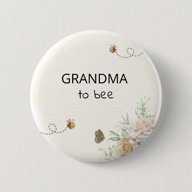 Grandma to Bee Baby Shower Button (Front)