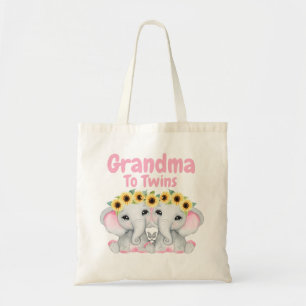 Grandma to Twin Girls Elephant Sunflowers  Tote Bag
