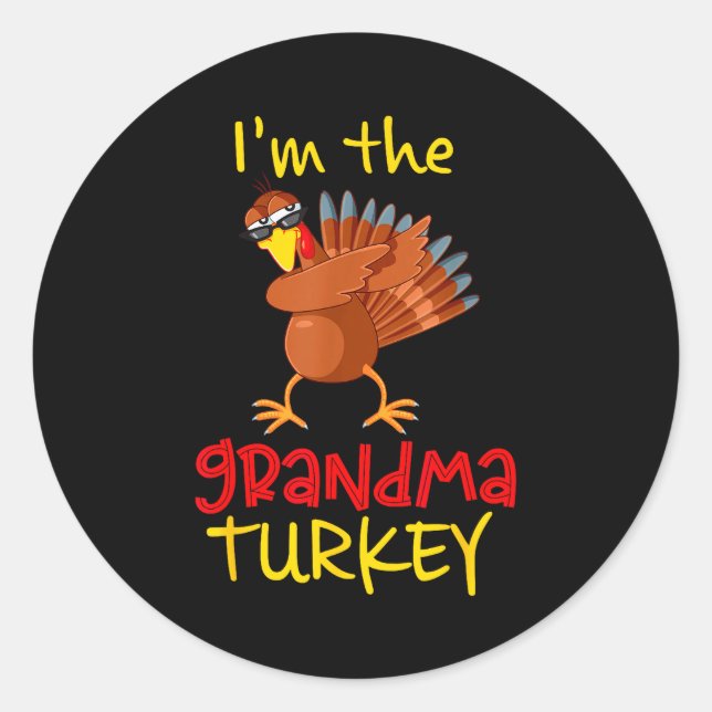 Grandma Turkey Matching Family Group Thanksgiving  Classic Round Sticker (Front)