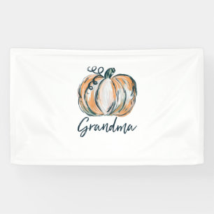 Grandma Watercolor Pumpkin Fall Thanksgiving Hallo Banner