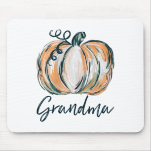 Grandma Watercolor Pumpkin Fall Thanksgiving Hallo Mouse Pad