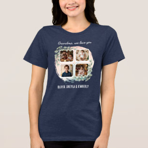 Grandma we love you 6 Photo Collage Eucalyptus Tri-Blend Shirt