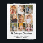 Grandma We love you 9 photo collage Fleece Blanket<br><div class="desc">The Grandma 8-Photo Personalised Custom Text Gift Fleece Blanket is a heartwarming and unique way to show Grandma your love. Featuring a collage of eight cherished family photos, this blanket is personalised with custom text to create a one-of-a-kind keepsake. Made from soft, cosy fleece, it provides both warmth and a...</div>