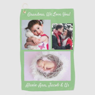 Grandma We Love you! DIY Messages & Photos, Sage Golf Towel