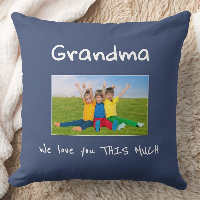 Grandma We Love You Fun Kids Photo Christmas Gift Cushion (Creator Uploaded)