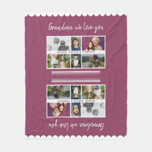 Grandma we love you Grandchildren 6 Photo Collage Fleece Blanket