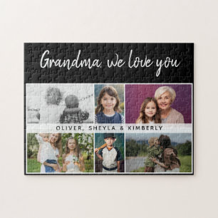 Grandma we love you Grandchildren 6 Photo Collage Jigsaw Puzzle