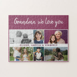 Grandma we love you Grandchildren 6 Photo Collage Jigsaw Puzzle