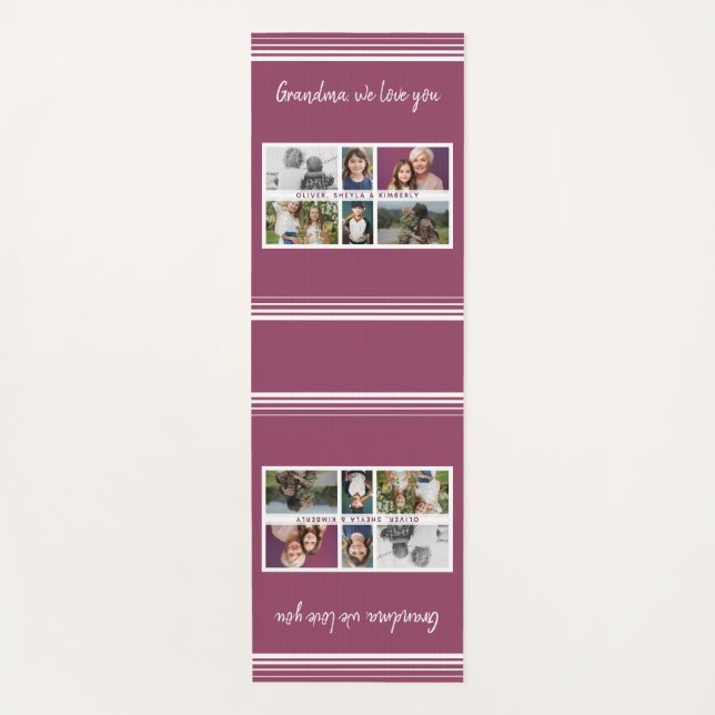Grandma we love you Grandchildren 6 Photo Collage Yoga Mat (Front)