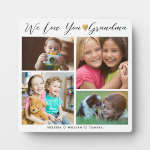 Grandma We Love You   Grandkids 4 Photo Collage Plaque