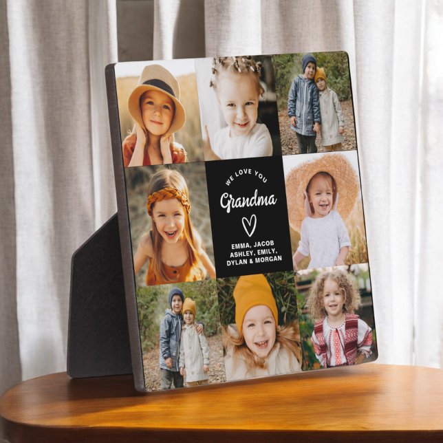 Grandma We Love You Heart Modern Photo Collage Plaque (Creator Uploaded)