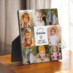 Grandma We Love You Heart Modern Photo Collage Plaque<br><div class="desc">The Grandma We Love You Heart Modern Photo Collage Plaque is a touching and personalised gift that showcases your love for your grandmother. This beautifully designed plaque features a heart-shaped photo collage, allowing you to add your favourite family pictures in a modern and stylish layout. The heartfelt "We Love You,...</div>