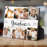 Grandma We Love you Hearts Modern 6 Photo Collage  Plaque<br><div class="desc">We love you Grandma! Cute, modern custom family photo collage plaque to show grandma how much she's loved. We love this hand lettered script design with heart flourishes, making this a heartfelt keepsake gift for a beloved grandparent. Personalise with 12 favourite pictures and your personal message and names. Available in...</div>