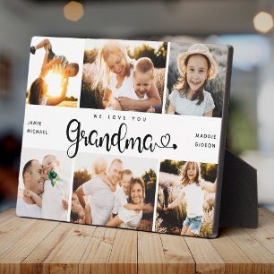 Grandma We Love you Hearts Modern 6 Photo Collage  Plaque