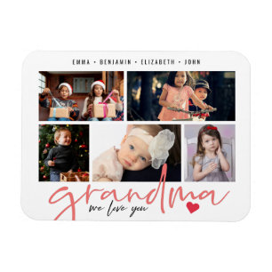 Grandma We Love You Modern Photo Collage Magnet