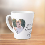Grandma We Love You Personalised Photo Latte Mug<br><div class="desc">Celebrate grandma with this custom photo latte mug. You can add two photos of the grandchildren into heart-shaped frames, personalise the expression to "I Love You" or "We Love You, " and personalise whether she is addressed as grandma, nana, abuela, etc. You can also add her grandchildren's names and the...</div>