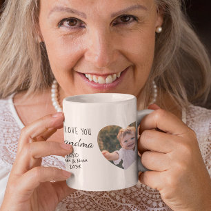 Grandma We Love You Personalised Photos Hearts Coffee Mug