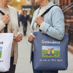 Grandma We Love You This Much Photo Christmas Gift Tote Bag