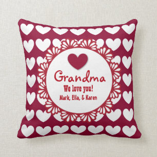 GRANDMA We Love You with Hearts and Lace C02 Cushion