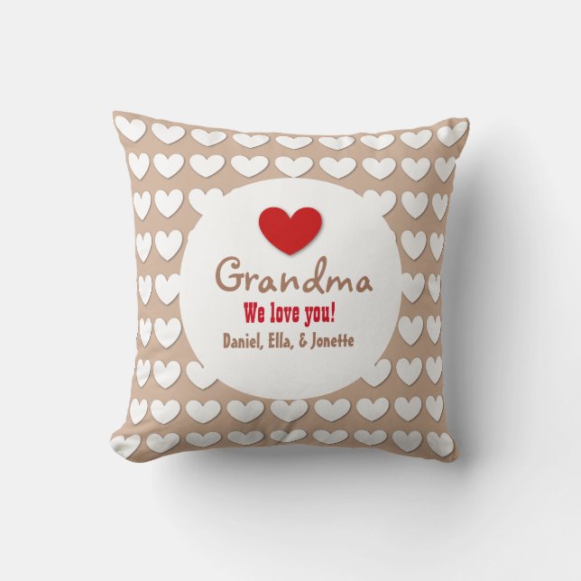 GRANDMA We Love You with Hearts C07A Cushion (Front)