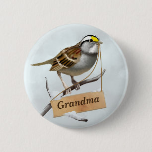Grandma White throated sparrow 6 Cm Round Badge